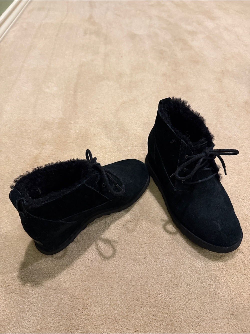 Black Fur-Lined Women's Ankle Boots
